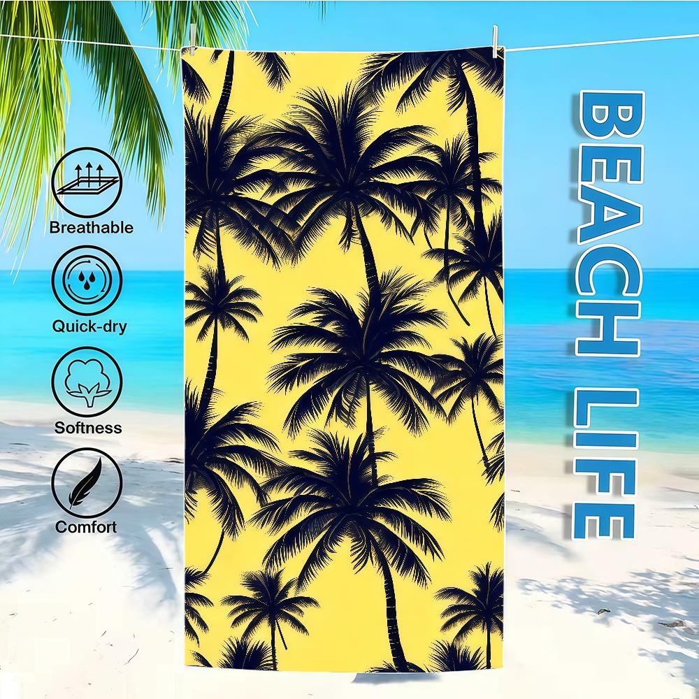 Handtuch Textil Bademantel Strand Illustration Schnelltrocknend Leicht Tragbar Camping Palmenmuster Schwimmbecken Baum Reisen