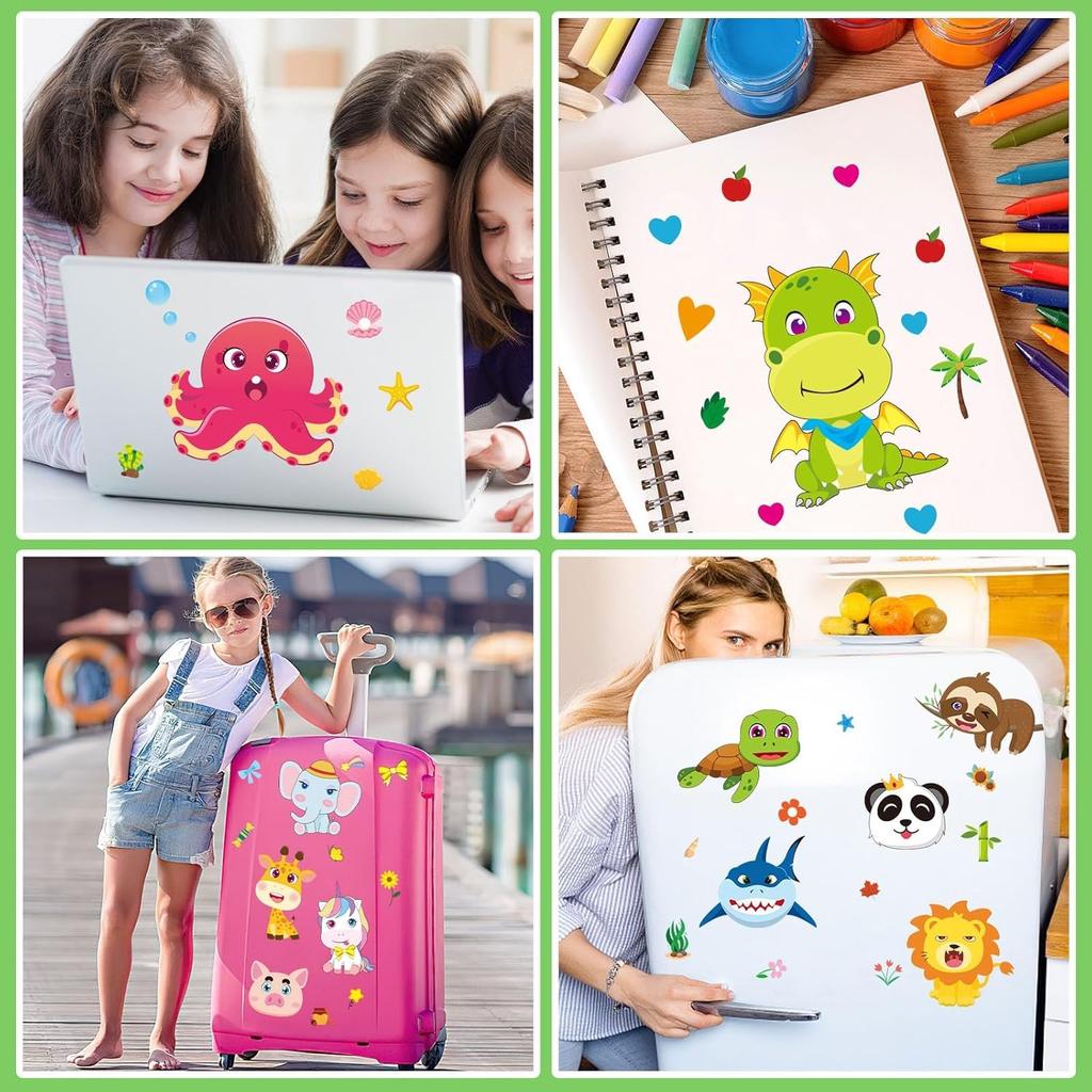 JULMELON 24 Sheets Make a Face Stickers for Kids, Make Your Own Animal Stickers, Classroom Fantasy Animal Mix and Match Sticker Sheets for Boys Girls