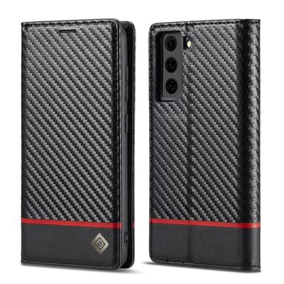 LC.IMEEKE Carbonfaser PU + TPU Horizontales Flip-Lederetui mit Halter & Kartensteckplatz & Geldbörse für Samsung Galaxy S21 5G