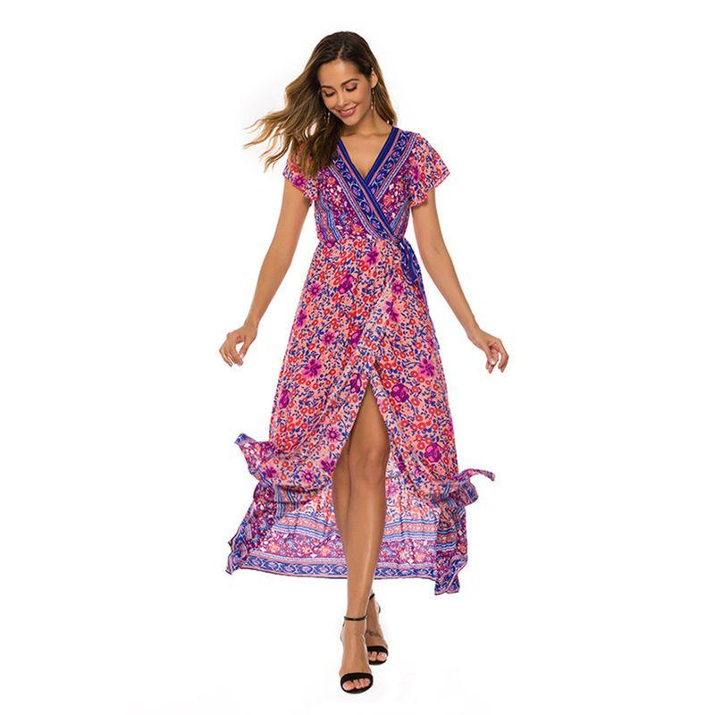 

Женское хлопковое платье с принтом в богемном стиле Rose Red XL