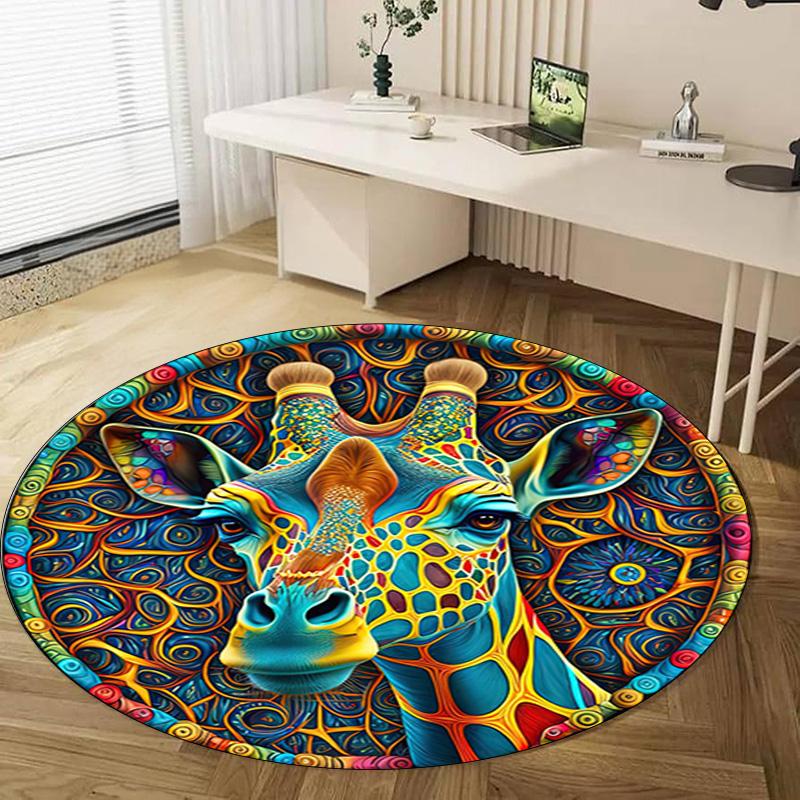 Animal Circular Rug - Office Decorative Carpet For Living Room Bedroom Door Mat Floor Rug Computer Chair Area Rug