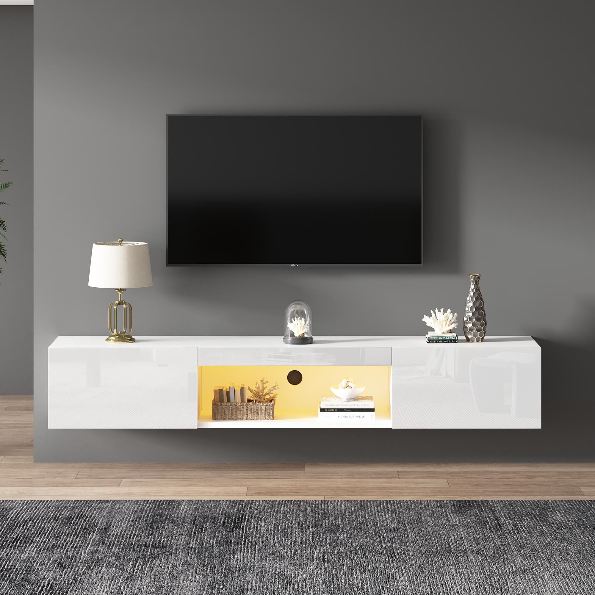 160*31*22cm White High Gloss Wall-Mounted Cabinet