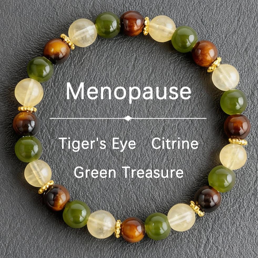 Festive Gifts Tiger Eye Green Aventurine And Rutilated Quartz Beaded Bracelet Natural Fashion Jewelry Daily Wear Simple Versatile Accessory