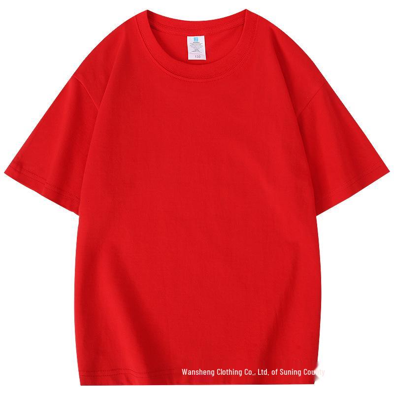 Custom Kids' Short Sleeve Cotton T-shirt for Kindergarten Uniform with Round Neck - Parent-Child Matching Tee
