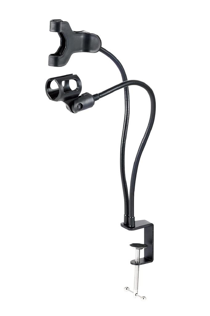 ELECOM Gooseneck Microphone Stand with Smartphone Holder Black HS-DSARMTBK