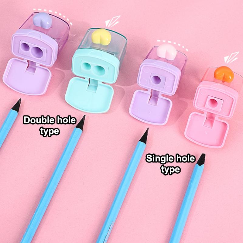2Pcs Cartoon Pencil Sharpener Single/Double Hole Pencil Cutter Tool Student Stationery Simple School Office Supplies