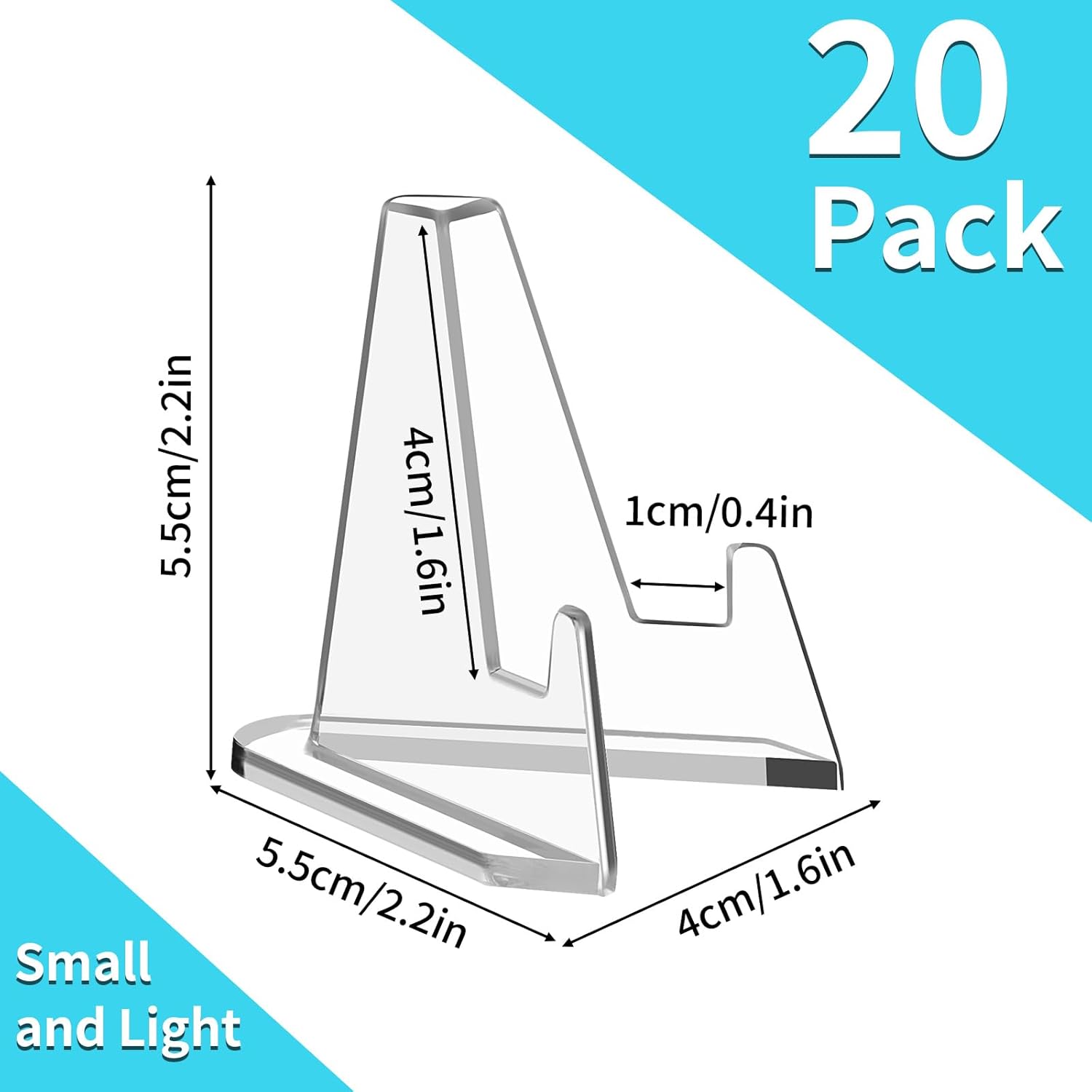 

Card Display Stand, 20 Pack Small Easel Stand, Acrylic Picture Holder Stands, for Challenge Coin Graded Card Sports Card Trading