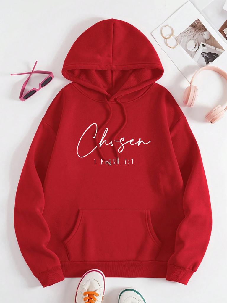 Chosen I Peter Letter Graphic Print Hoody Men Women New Fashion Hoodie Fleece Hip Hop Clothing Harajuku Fashion Hoodies Couple