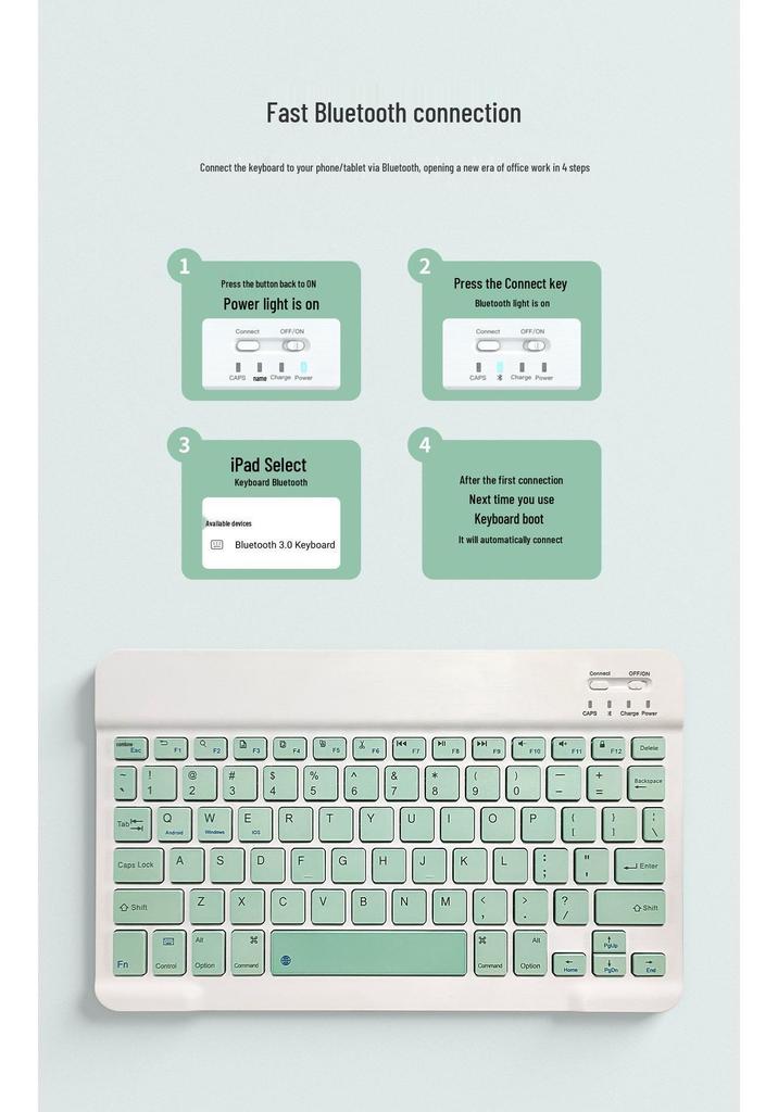 Ultra-Thin Portable Bluetooth Keyboard & Mouse Set for iPad, Tablet, and 10-Inch Android Phones
