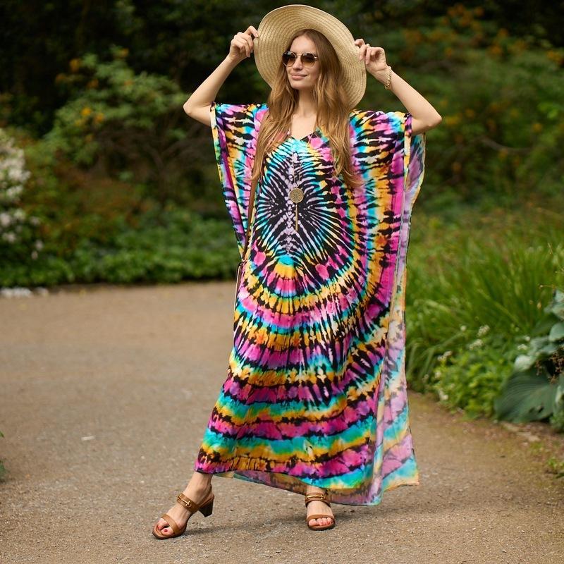 

2026 European & American Rayon Beach Cover-up Dress – 11 Colors One Size