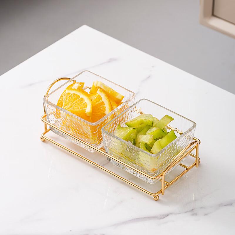 Wuhe Glass Two-Compartment Serving Dish with Lid
