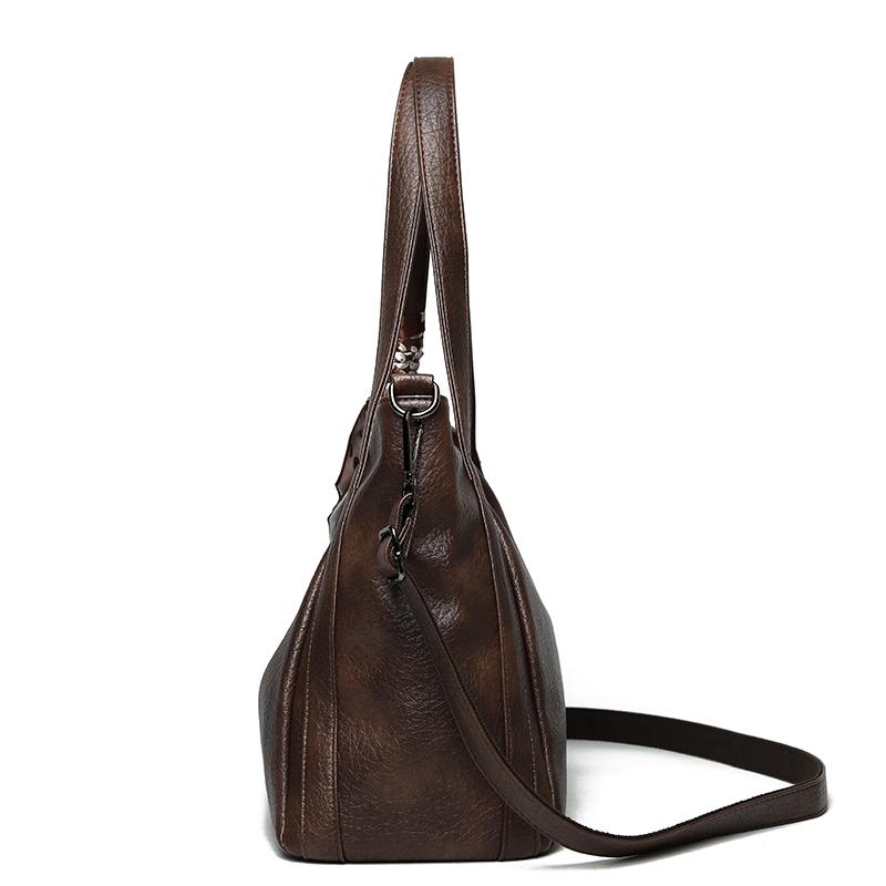 Borsa retrò di grande capacità da donna, borsa a tracolla per pendolari, borsa tote in PU