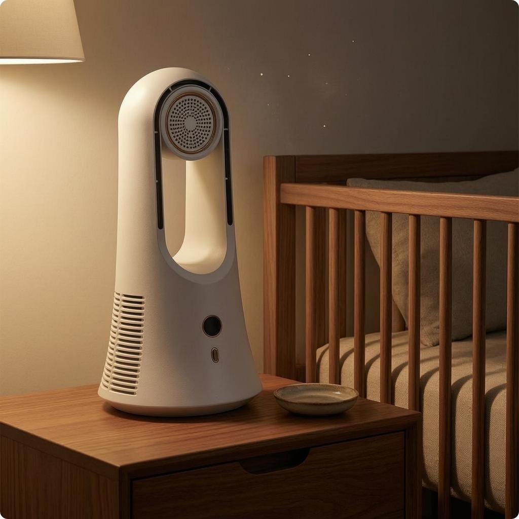 Bladeless Desk Fan 6 Speeds Upright Tall White