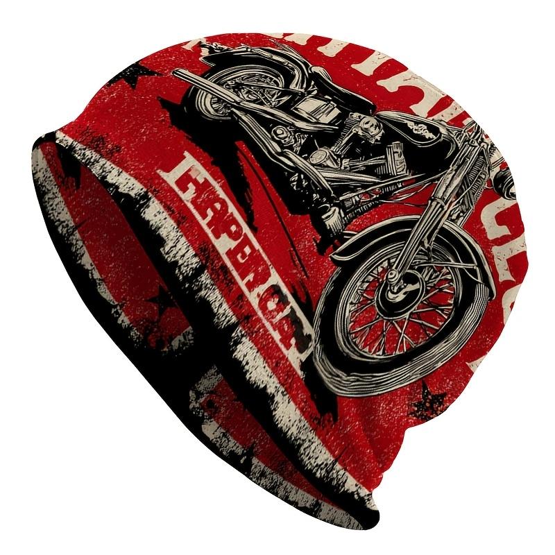 1pc Motorcycle Knit Hat - Vintage Motorcycle &, Stretch Fit Suitable for Men & Women, Lightweight Durable Knit Fabric, Hand Washable Outdoor Headwear