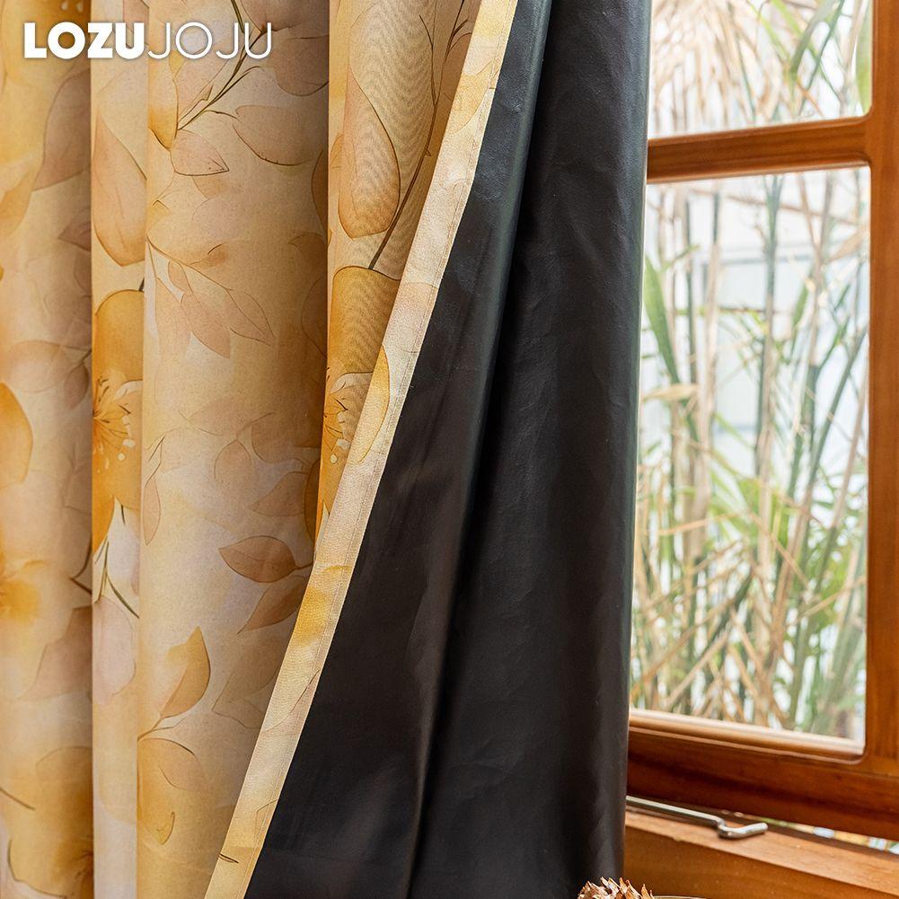 1PC LOZUJOJU Nordic Pastoral Style Yellow Printed Curtains Fully Blackout Curtain for Bedroom Living Room Balcony Window for Home Decor