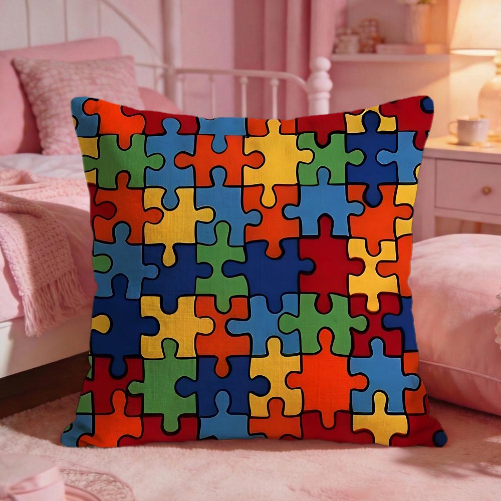 DecorPuzzleS Cushion Cover Premium Comfort Reversible Pillow Cove Two in One Design for Any Room Car Interior