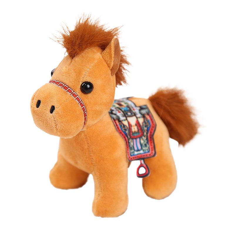 10cm Roztomilý Mini Přívěsek Kůň Klíčenka Plyšová Hračka Kawaii Zvíře Simulace Vycpaná Panenka Dekorace na Tašku Děti Znamení Zvěrokruhu Kůň Dárky