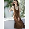 Casual Summer White T-shirt and Strappy Dress Set with Pleated Slimming Design