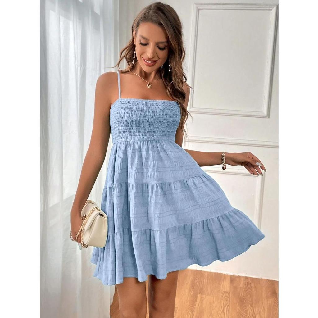 Women's Clothing, Summer New Styles, One Cut Collar, Slim Camisole, Solid Color, Versatile, Dress