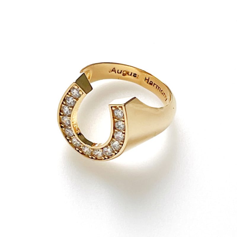 August Harmony Crystal Horseshoe Ring (2color)