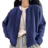 Round-neck Long-sleeved Knitted Cardigan Sweater Jacket for Women Spring New Korean Style Loose Top