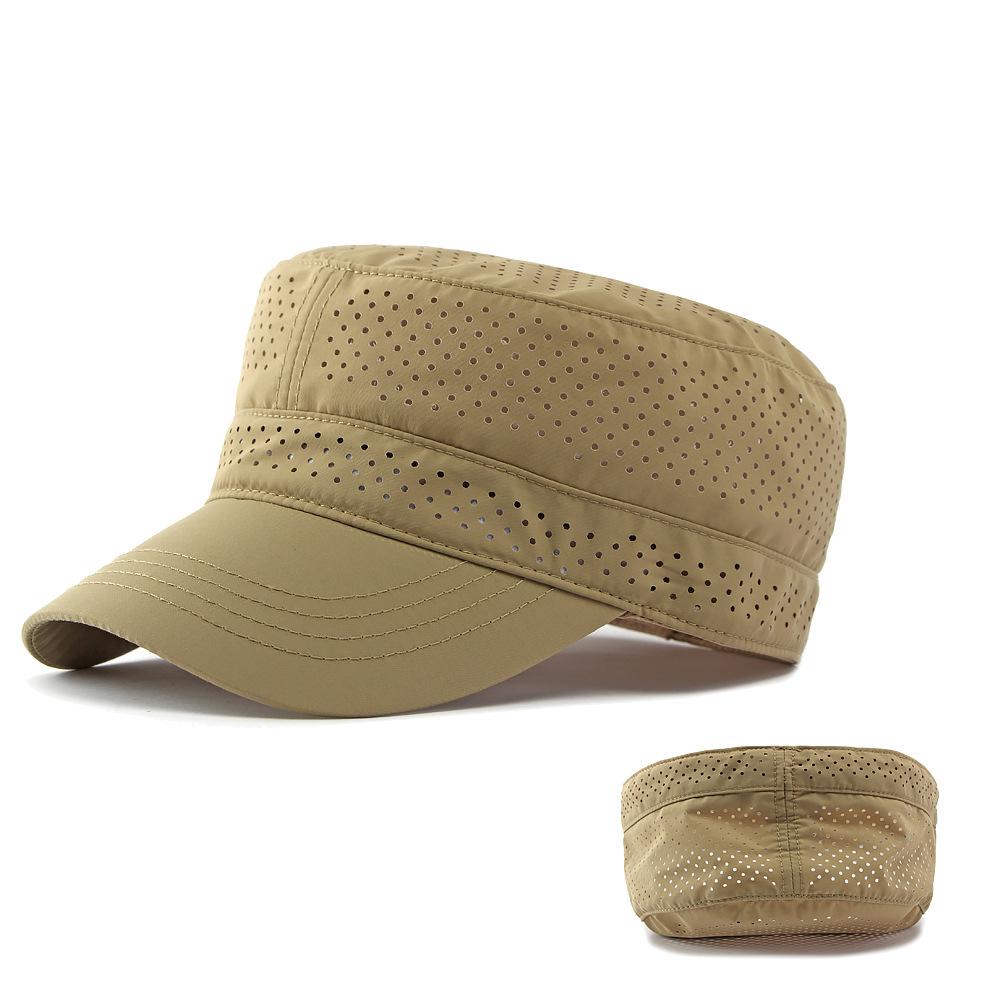 Summer Hat Men's Flat Top Hat Outdoor Mountaineering Cap Mesh Breathable Cap