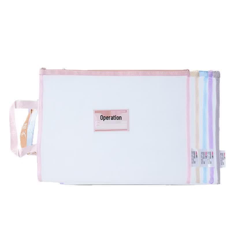 Deli Colorful Mesh Zipper Document Bags - 5 Pack