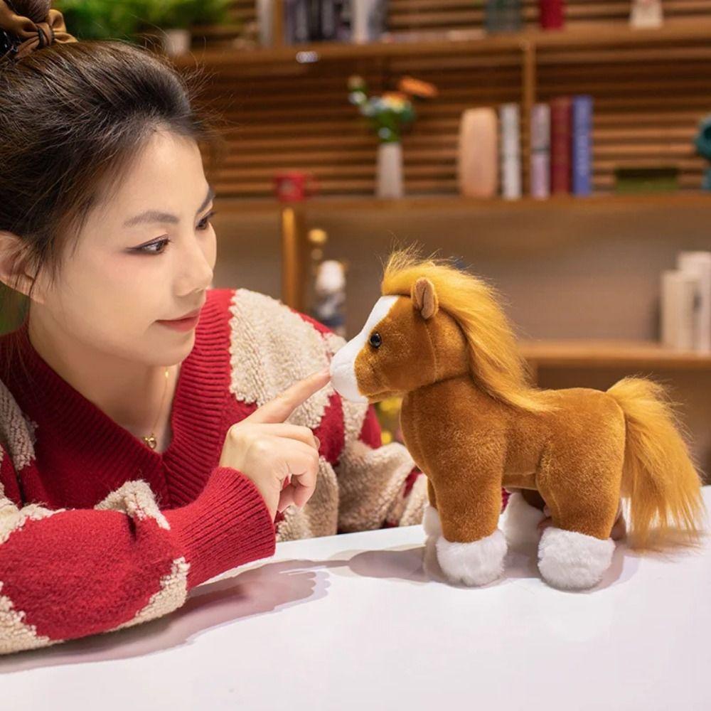 PP Cotton Simulation Stuffered Pony Doll Soft Long Hair Horse Stuffed Doll  New Year