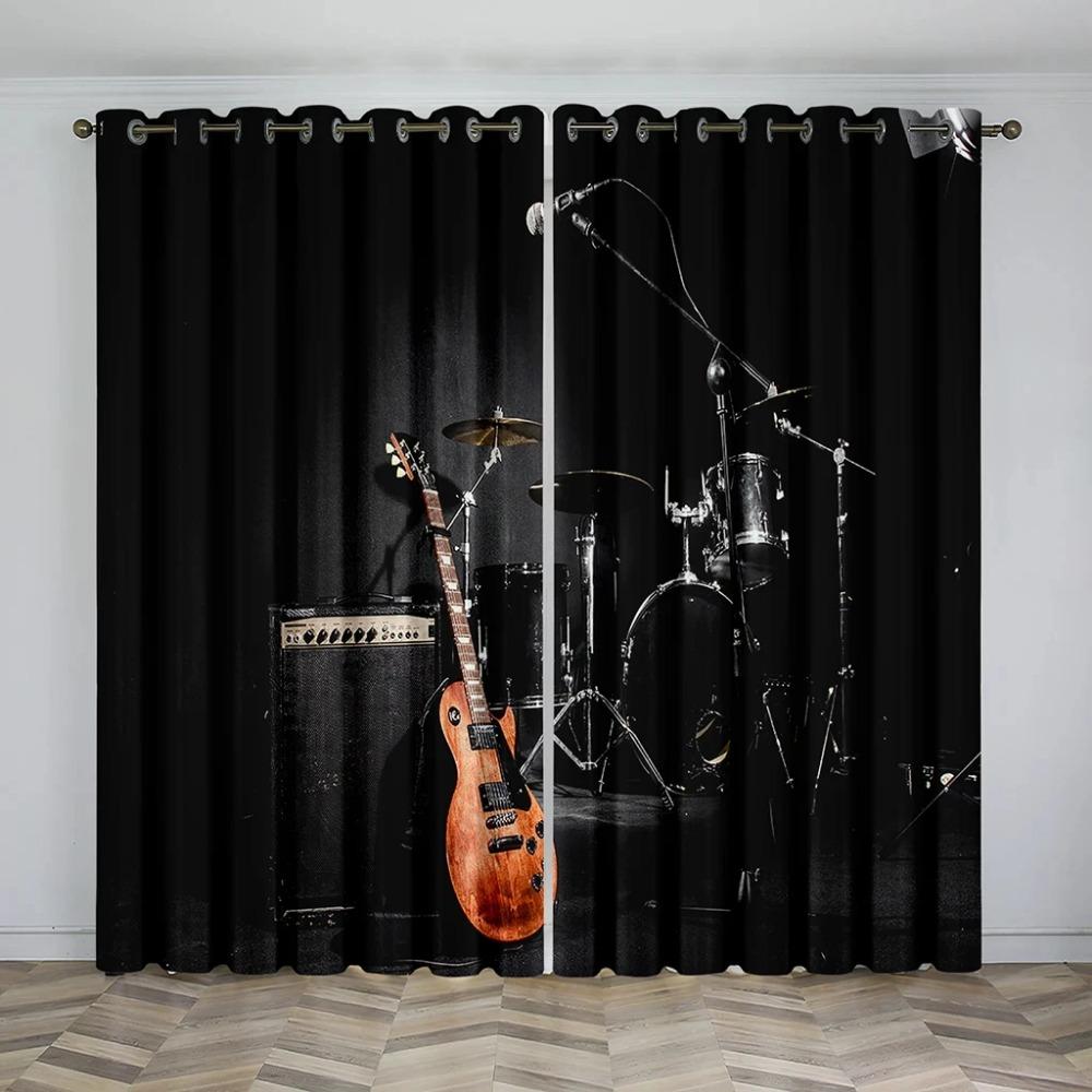 Music Notes Piano Blackout Window Curtain for Bedroom Living Room Bathroom Kicthen Door Hall Home Hook High Shading New Pattern
