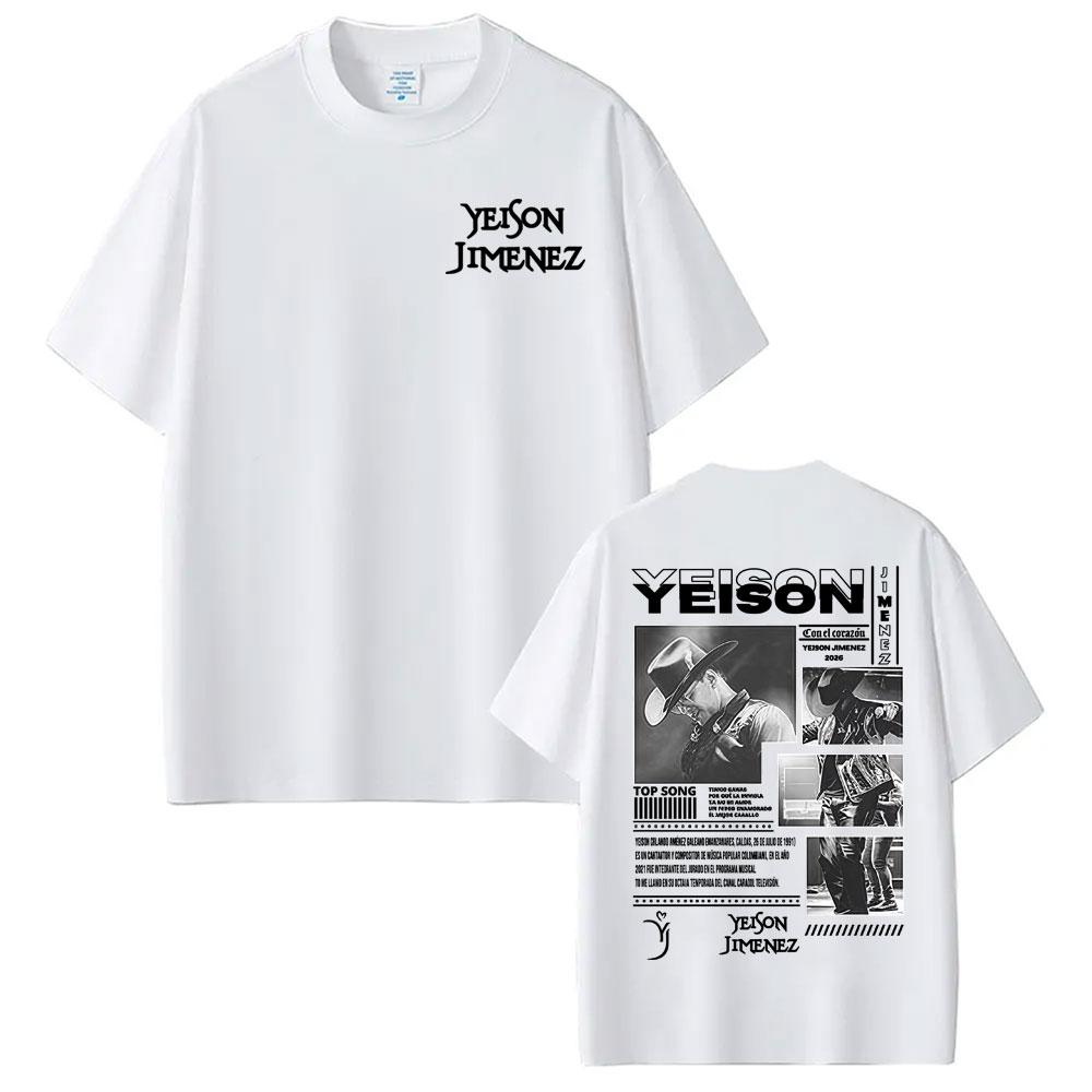 Singer Yeison JiUnisexez Album 2026 Tour Print T Shirts Unisex Women Fashion Hip Hop Gothic Tshirt High Quality Casual Cotton T Shirt