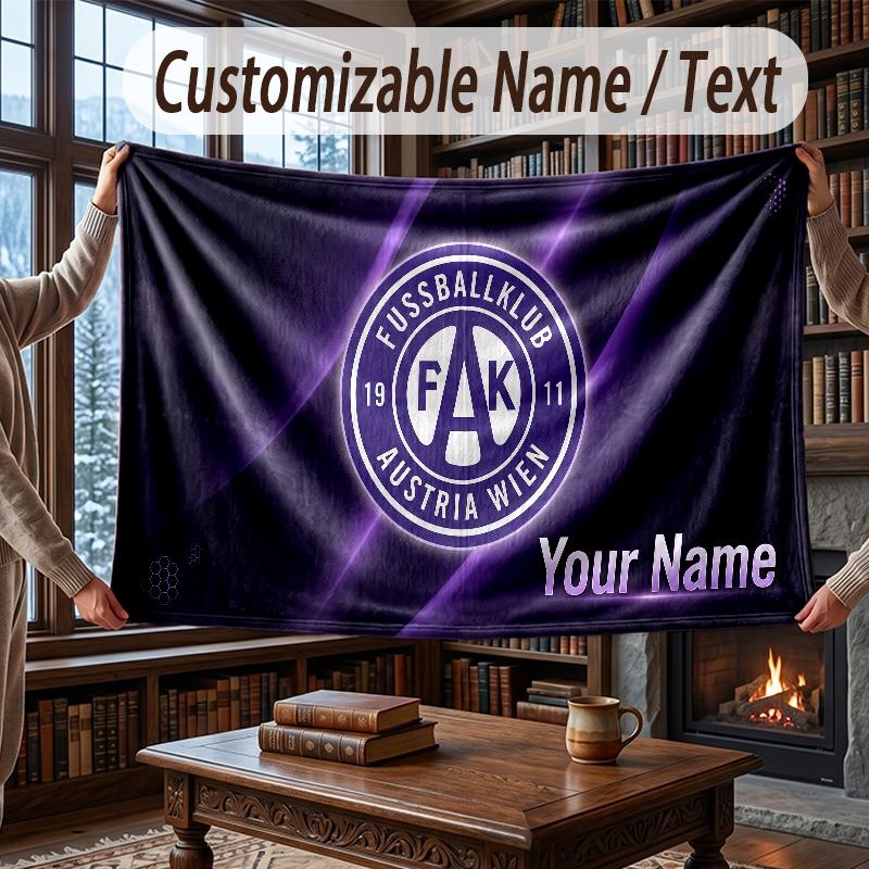 Custom Name Flannel Throw Blanket Austria Wien FC Pattern Warm Home Decoration