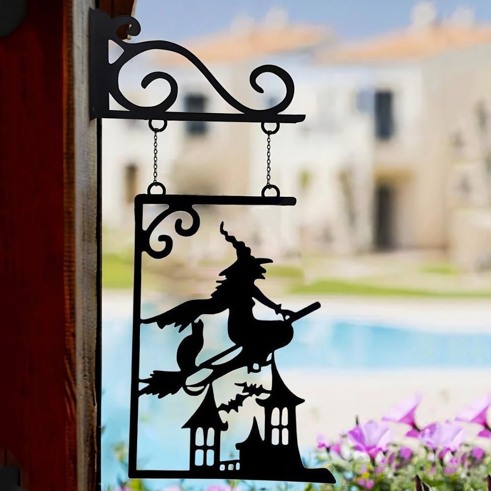 Vintage Halloween Hanging Sign Not Easy To Deform Witch Silhouette Ghost Pendant Party