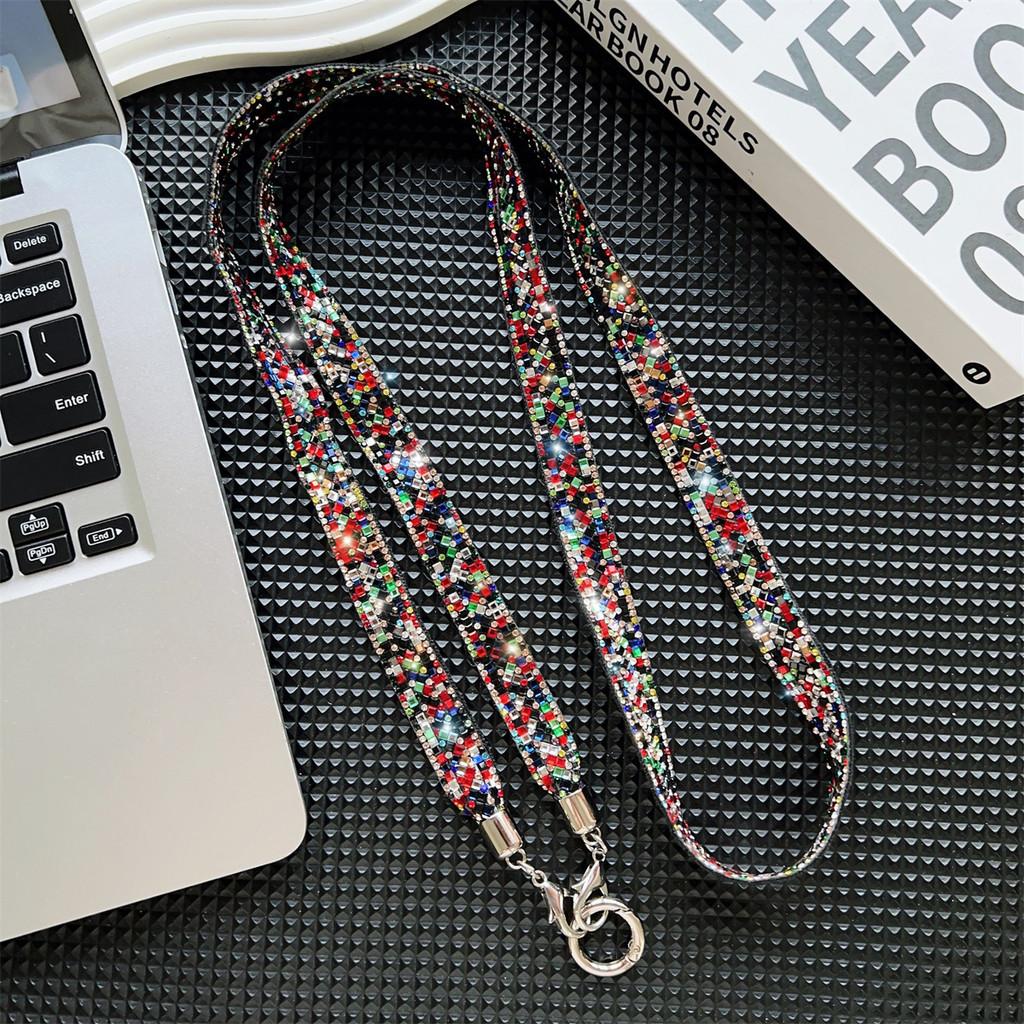 Water Diamond Phone Lanyard With Pvc Wide Strap For Girls And Women