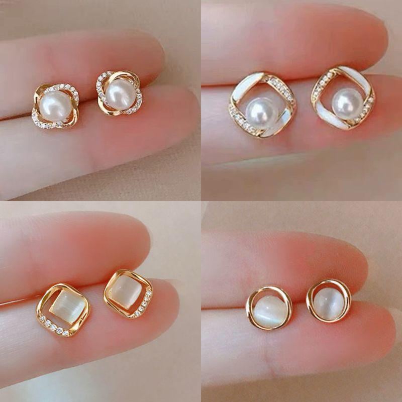 

Pearl Earrings for Women Retro French Elegance Silver Stud Earrings 2025 New Arrival Trendy Best Selling Fancy Trendy Earrings Four-piece set [owner s recommend] #3