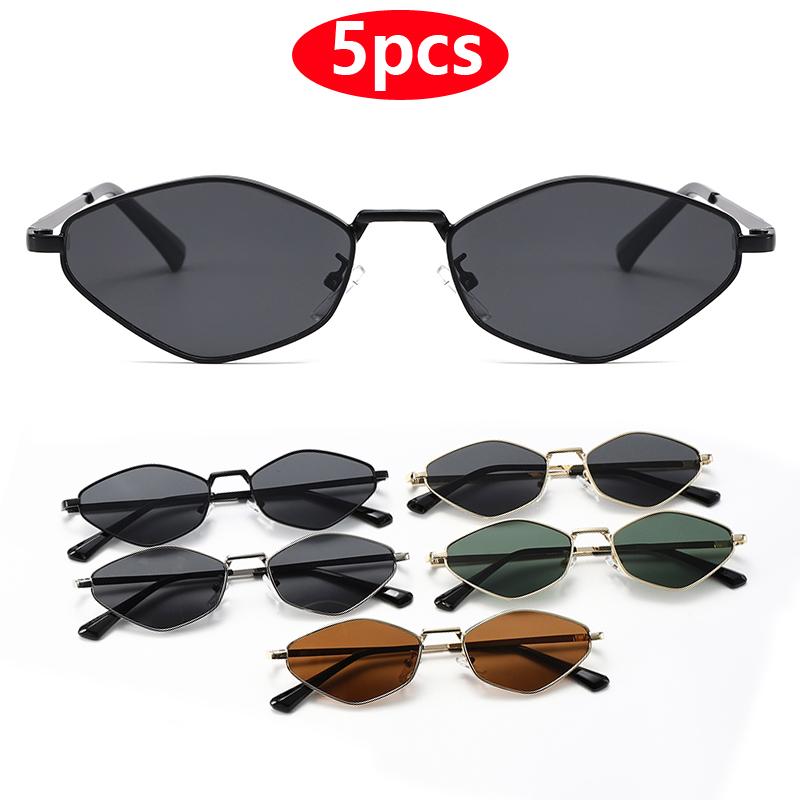 1pcs/5pcs Fashion Small Sunglasses Women Brand Designer Metal Men Polygon Frame Eyeglasses UV Protection Man Shades Oculos