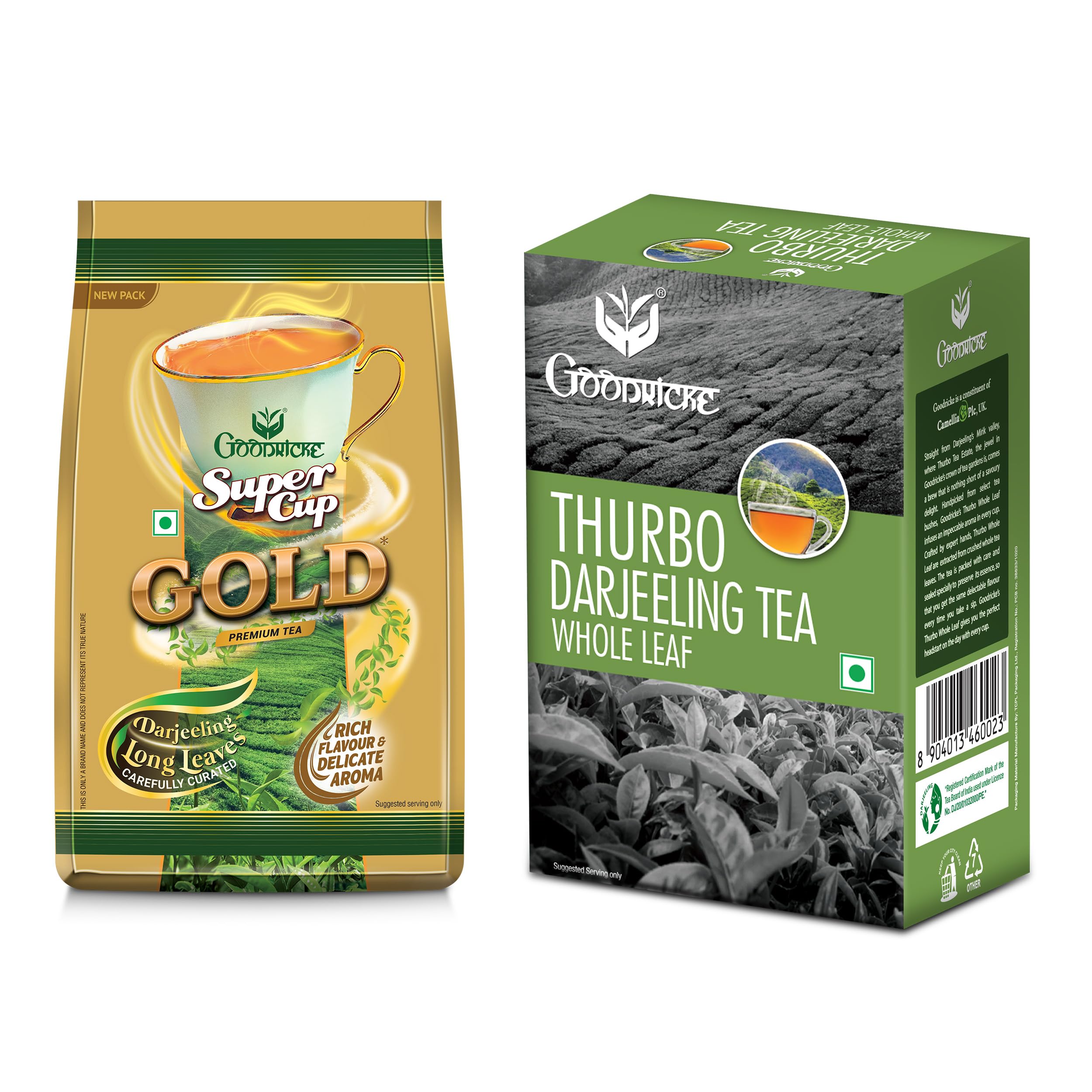 

GOODRICKE Combo Pack - Thurbo Darjeeling + Supercup Gold Tea - 250gm - Complimentary Glass Bowl |Premium Assam & Darjeeling Loose Tea Leave