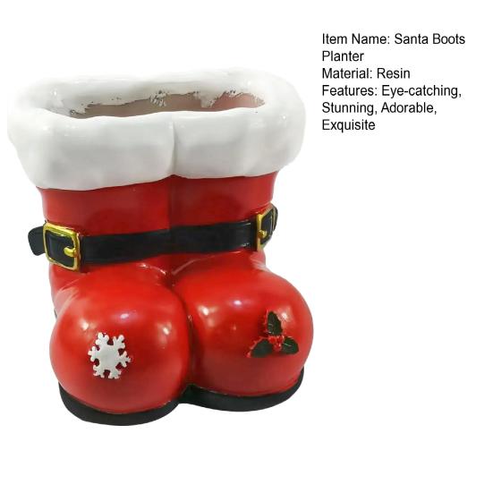 Jultomtestövlar Planter Röd och Vit Harts Jultomtestövlar Blomkruka med Spänne och Snöflingeaccenter Jul Bordsdekoration