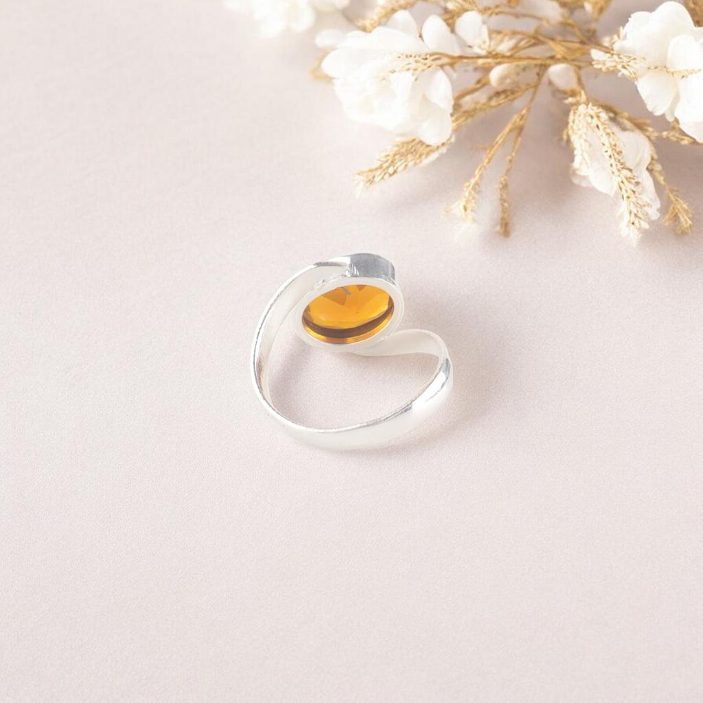 Natural Yellow Citrine 925 Sterling Silver Handmade Jewelry Ring Gift For Her RR-53-3
