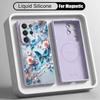 Oil Painting Butterfly Case For Samsung Galaxy S26 S25 Ultra S24 Plus S23 S22 Ultra Magnetic For Magsafe Liquid Silicone Cover