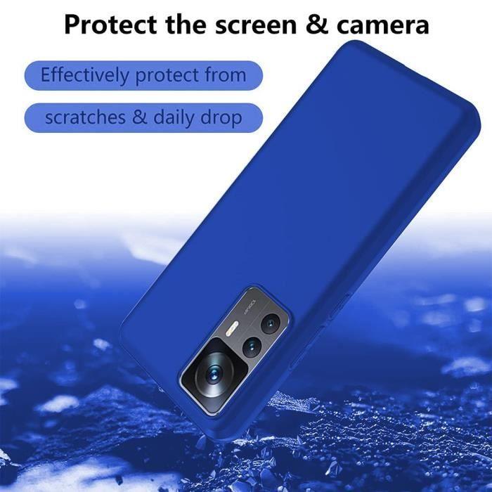 Coque de protection - E.F.Connection - pour Xiaomi 12T Pro - Souple - Silicone - Ultra Slim Bleu - avec 2 Verres Trempés