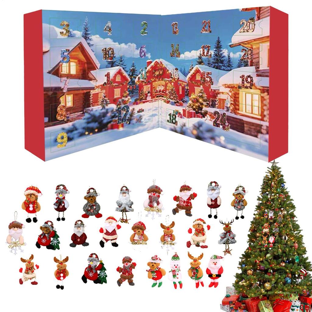 Plush Ornament Christmas Advent Countdown Calendar 24-Day Advent 2025 Festive Plush Doll Pendant for Christmas Tree Window