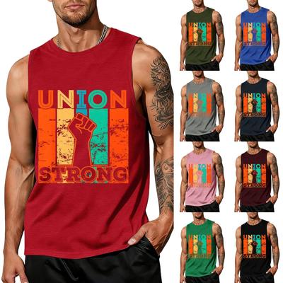 Men's Sleeveless Tank Top Casual Muscle Shirt Labor Day Union Strong Graphic Print Workout Gym Vest