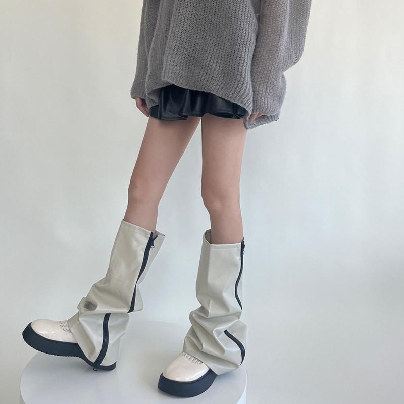 Scaldamuscoli Al Ginocchio da Donna Leggings Caviglia Alta Benda Ginocchio Alto Stivale Tubo Lungo Calze Lunghe Manica per Gamba Copri Polpaccio
