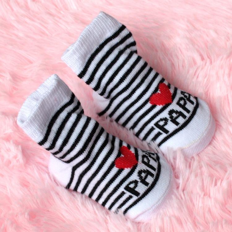 1 Pair Cotton Baby Socks Girl Boys Rubber Anti Slip Floor Cartoon Love MAMA PAPA Kids Toddlers Autumn Spring Newborn Infant Gift