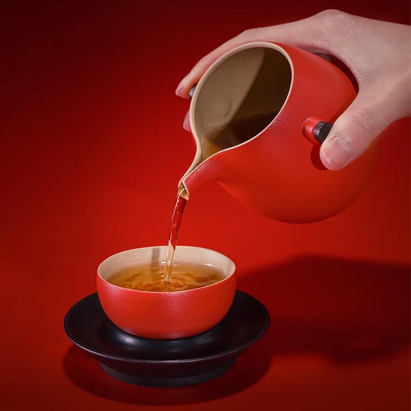 Edenus 'Hongyun Dangtou' Chinese Red Ceramic Tea Set