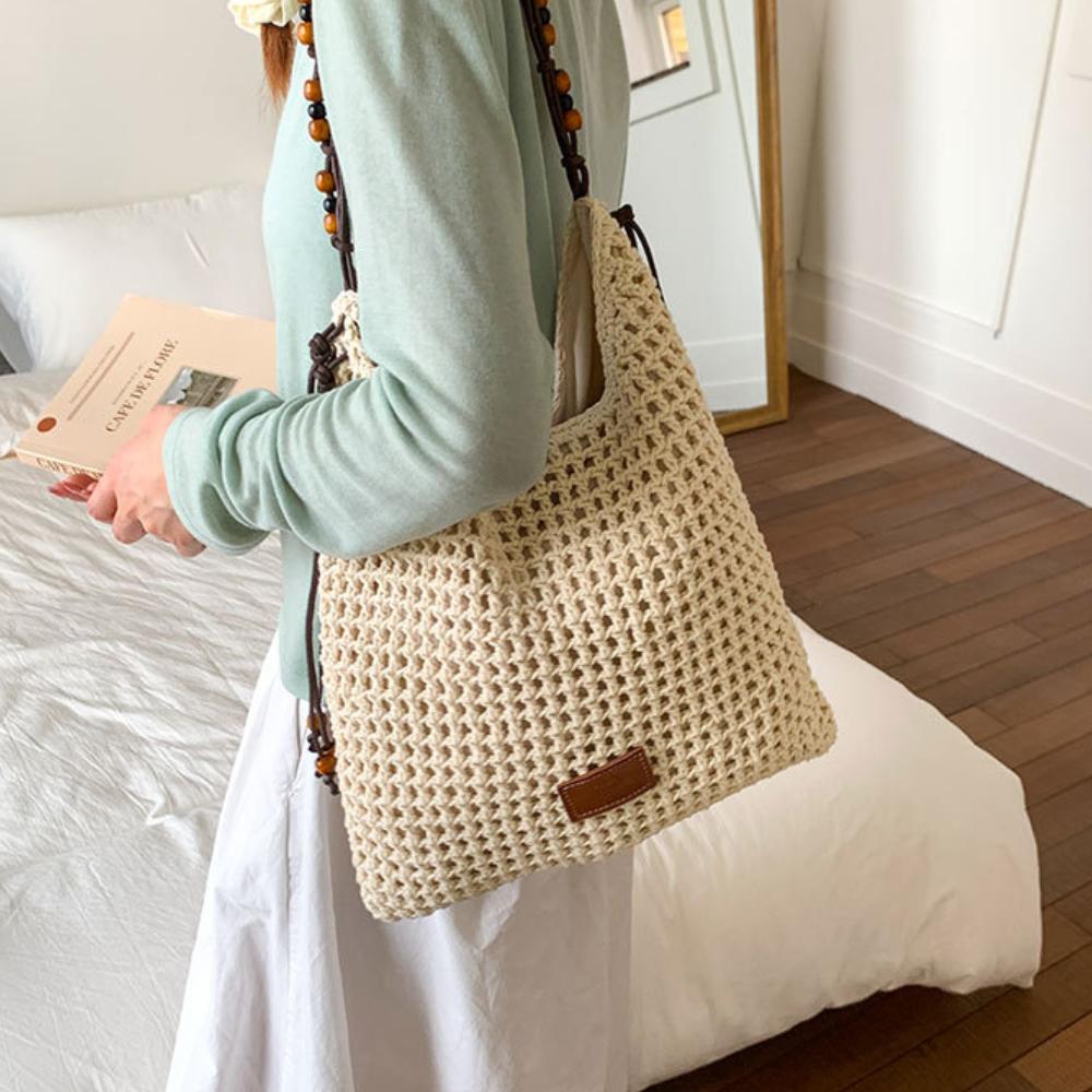 New Straw Bag, Seaside Vacation Style Shoulder Bag, Tote Bag, Literary and Retro Woven Bag, Portable Beach Bag.