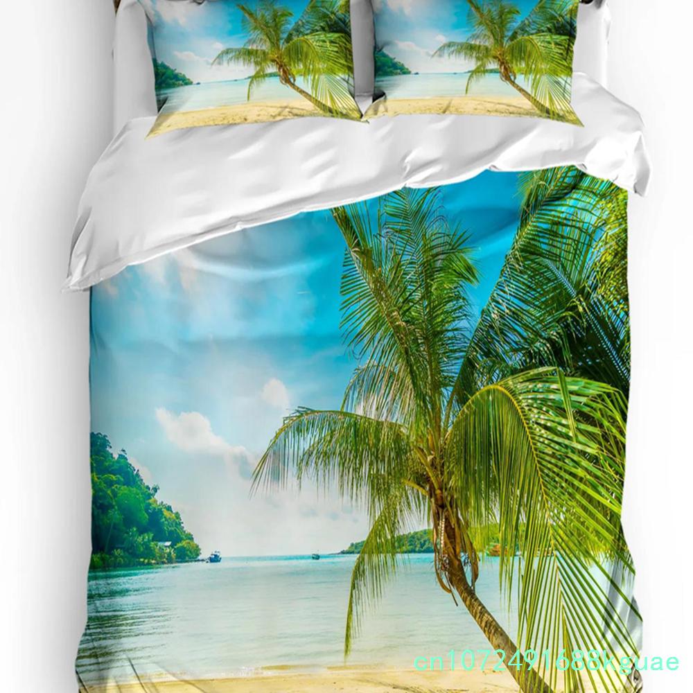 Тропическая беседка Пиратский корабль Доска Пододеяльник 3шт Набор постельного белья Домашний текстиль Пододеяльник Наволочки Набор постельного белья для спальни Без простыни