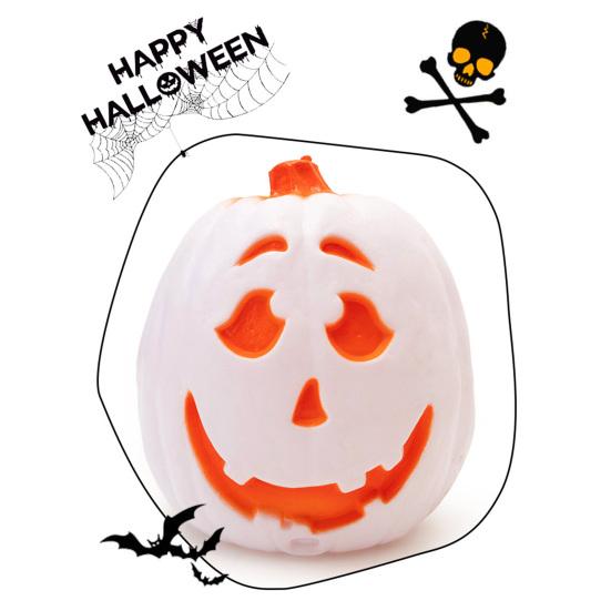 Halloween Kürbislaterne Gruselige LED Leuchtende Gebogene Kürbislampe mit Sound für Süßes oder Saures Partys Innen Außen Tischdeko