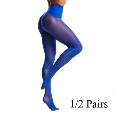 2 Paia Collant da Donna Trasparenti Calze Morbide Lucide Effetto Olio Pantyhose con Controllo Vita Cavallo Senza Cuciture Collant Vita Alta Liscio Medias
