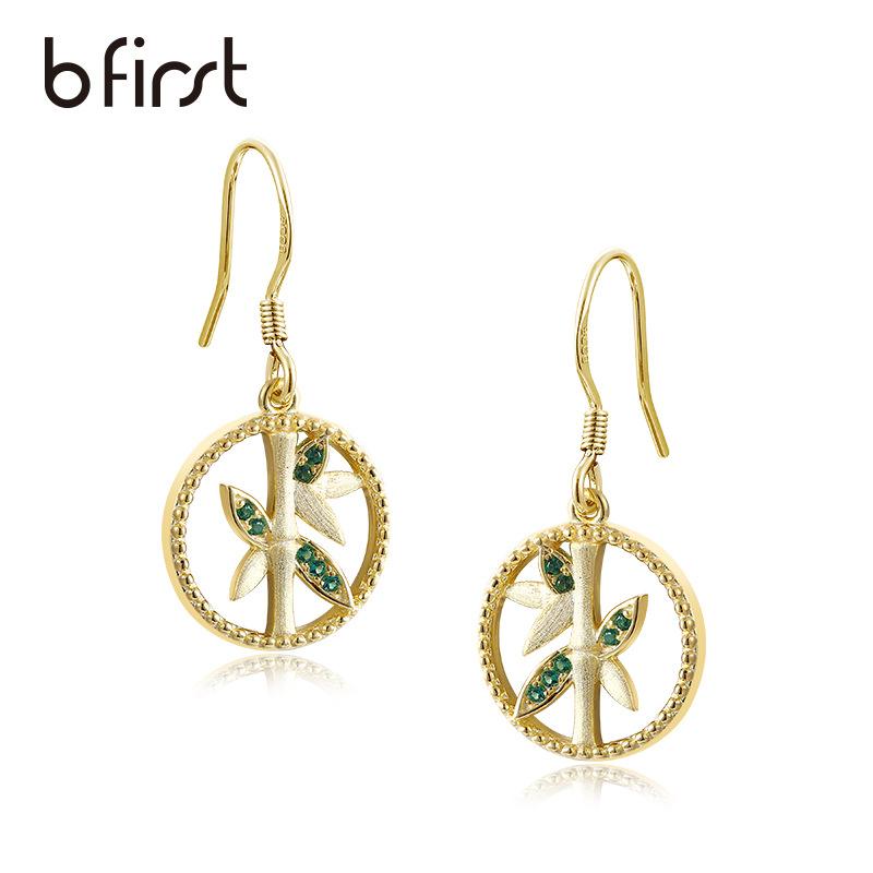

Commuter S925 sterling silver bamboo earrings, European and American retro women s temperament earrings, premium ear hooks, zircon earrings. 925 silver золотой